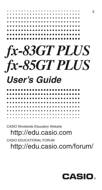 Casio fx-83GT PLUS/fx-85GT PLUS Scientific Calculator User's Guide - cover page