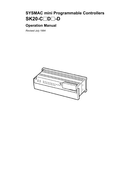 OMRON SYSMAC mini SK20-C Programmable Controller User Manual - cover page