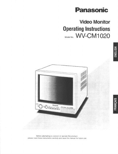 Panasonic WV-CM1020 Video Monitor Operating Instructions - cover page