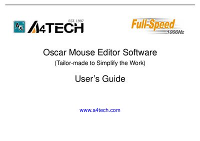A4Tech Oscar Mouse Editor Software User Guide - cover page