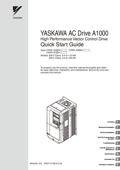 YASKAWA A1000 AC Drive Quick Start Guide