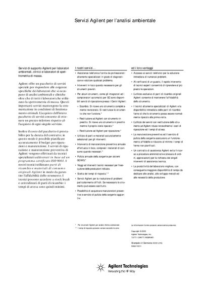Agilent Environmental Analysis Services Manual - cover page