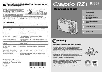 Ricoh Caplio RZ1 Digital Camera User Manual - cover page