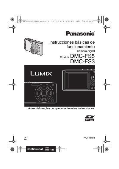 Panasonic DMC-FS3/FS5 Digital Camera Basic Operation Instructions - cover page