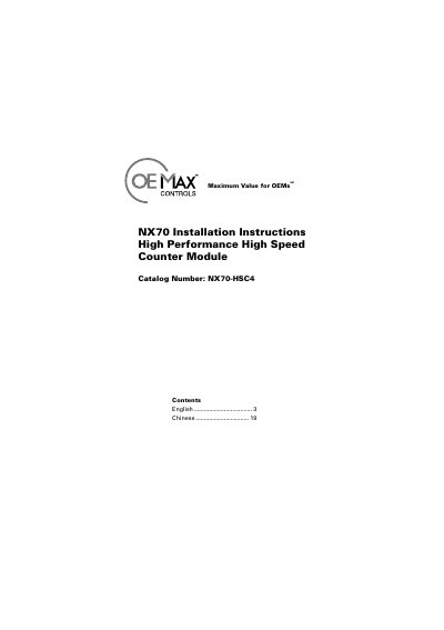Schneider NX70-HSC4 High Speed Counter Installation Guide - cover page