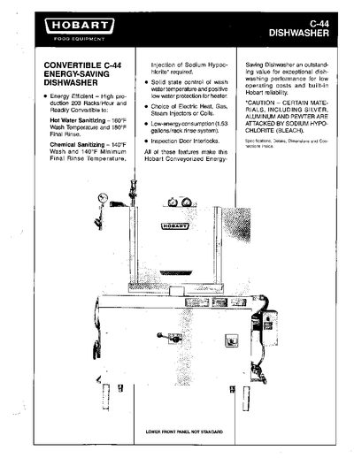Hobart C-44 Dishwasher Product Sheet - cover page