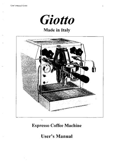 Giotto Espresso Coffee Machine User Manual - cover page
