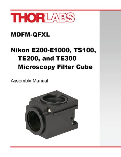 THORLABS Nikon E200-E1000 TS100 TE200 TE300 Manual - cover page
