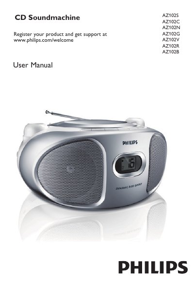 philips AZ102S AZ102C AZ102N AZ102G AZ102V AZ102R AZ102B User manual - cover page