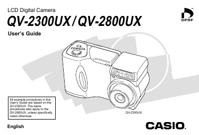 Casio QV-2300UX/QV-2800UX Digital Camera User's Guide - cover page