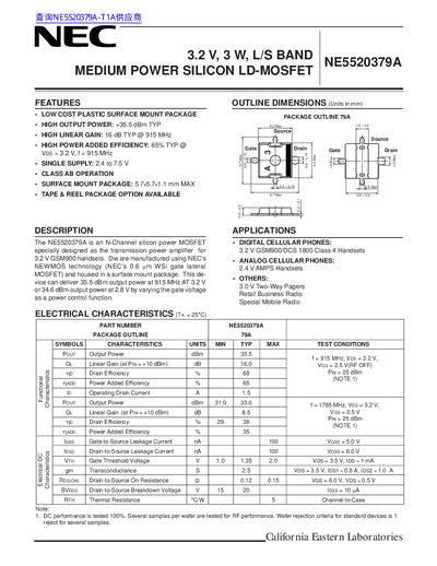CEL NE5520379A LD-MOSFET Datasheet - cover page