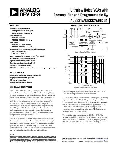 Analog Devices AD8331/AD8332/AD8334 Datasheet - cover page
