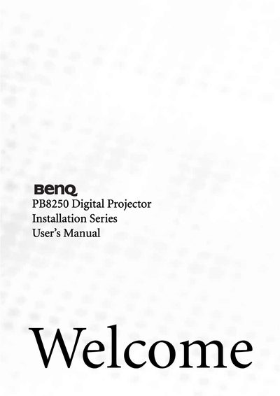 BenQ PB8250 Projector User Manual - cover page