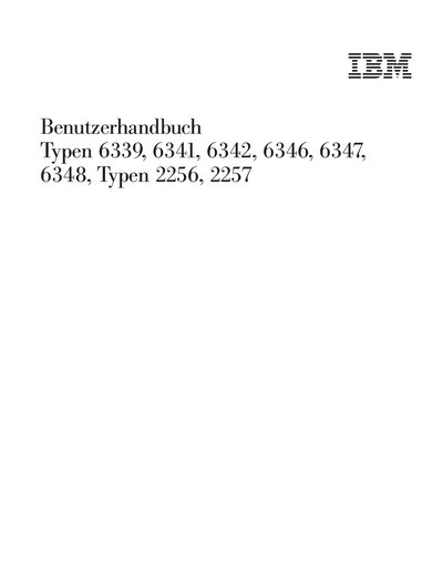 IBM 6339/6341/6342/6346/6347/6348/2256/2257 User Manual - cover page