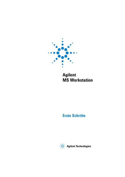 Agilent MS Workstation User Manual - cover page