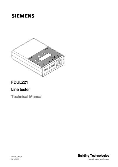 Siemens FDUL221 Line Tester Technical Manual - cover page