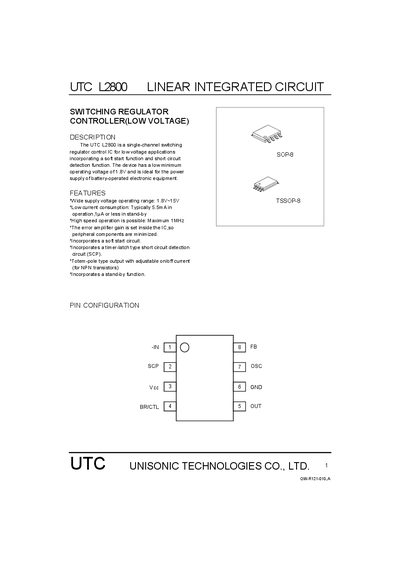 UTC L2800 Linear Integrated Circuit Datasheet - cover page