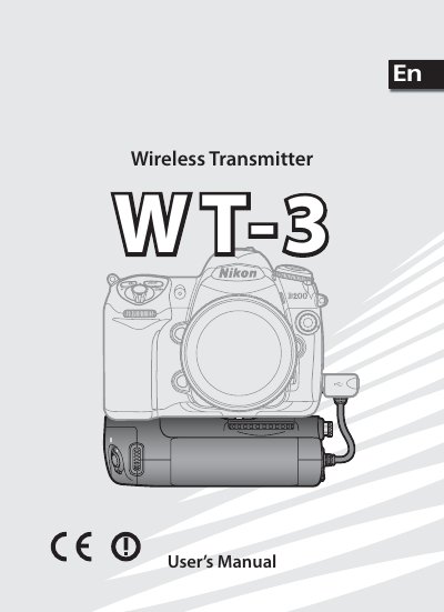 Nikon WT-3A Wireless Transmitter User Manual - cover page