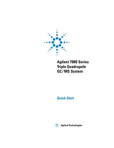 Agilent 7000 Series Triple Quadrupole GC/MS System Quick Start - cover page