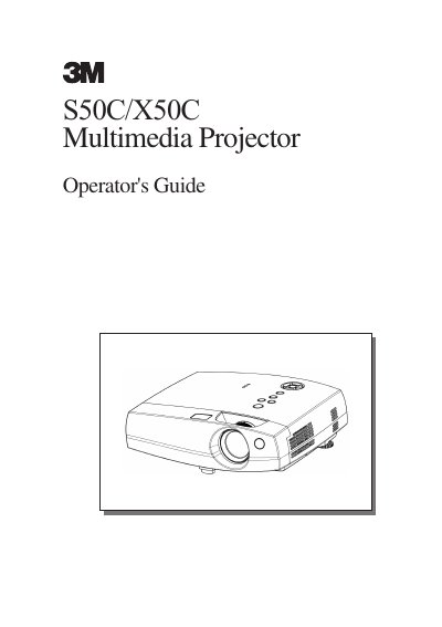 3M S50C/X50C Multimedia Projector User Manual