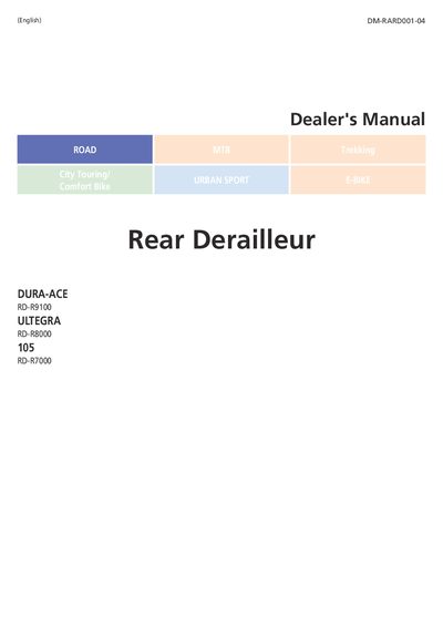 Shimano DURA-ACE RD‑R9100 / ULTEGRA RD‑R8000 / 105 RD‑R7000 Rear Derailleur Dealer's Manual - cover page