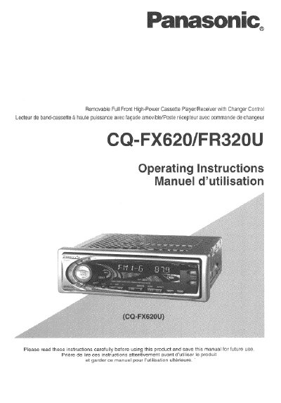 Panasonic CQ-FX620U/CQ-FR320U Cassette Player/Receiver Operating Instructions - cover page