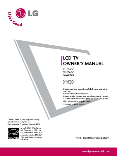 LG 32LG30DC 37LG30DC 42LG30DC 47LG50DC 52LG50DC user manual - cover page