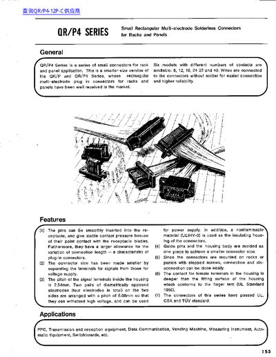 QR/P4 Series Small Rectangular Multi-electrode Solderless Connectors Datasheet - cover page
