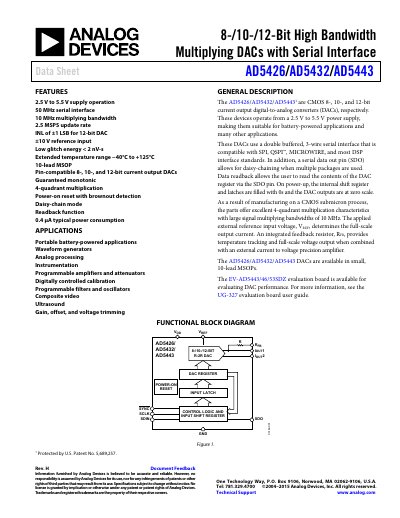 Analog Devices AD5426/AD5432/AD5443 Datasheet