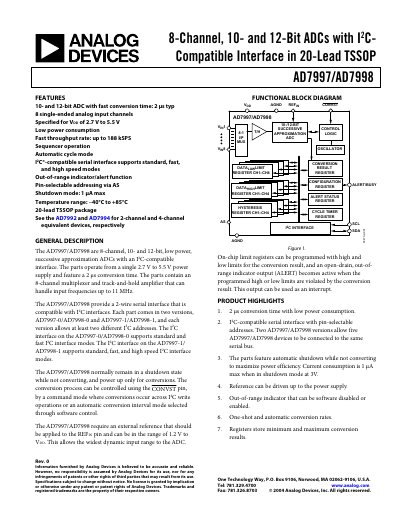 Analog Devices AD7997/AD7998 Datasheet - cover page