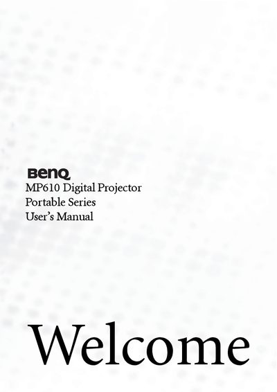 BenQ MP610 Digital Projector User Manual - cover page