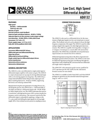 Analog Devices AD8132 Datasheet Handbook
