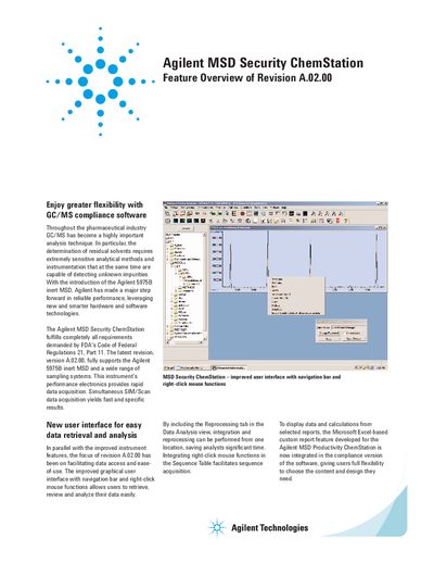 Agilent MSD Security ChemStation A.02.00 Feature Overview - cover page