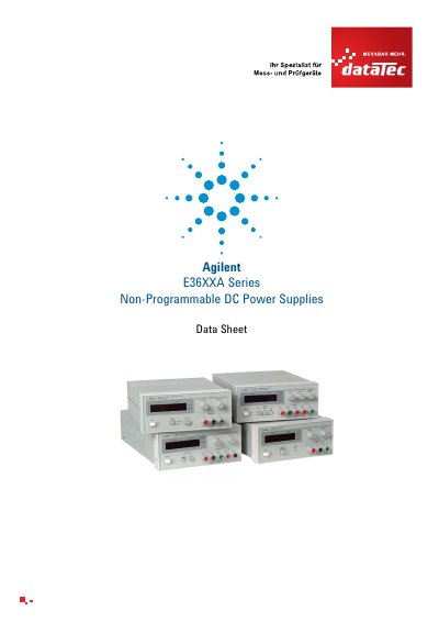 Agilent E36XXA Series Non-Programmable DC Power Supplies Data Sheet - cover page