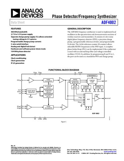 Analog Devices ADF4002 Datasheet Rev B