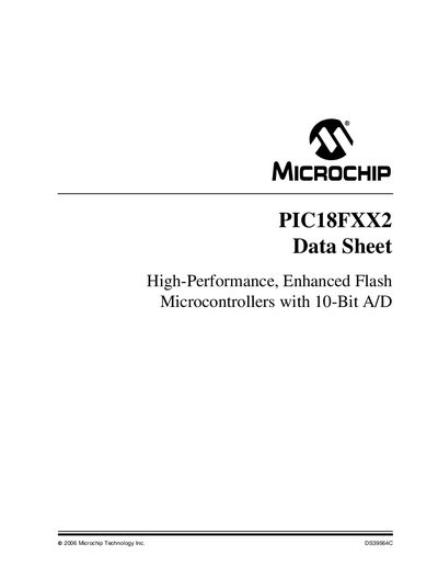 Microchip PIC18FXX2 Data Sheet - cover page