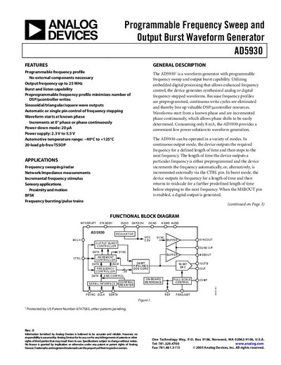 Analog Devices AD5930 Datasheet
