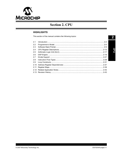 Microchip dsPIC33F Family Reference Manual - cover page