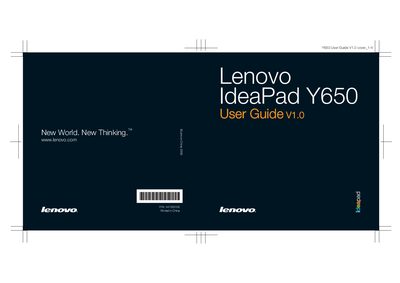Lenovo IdeaPad Y650 User Guide - cover page