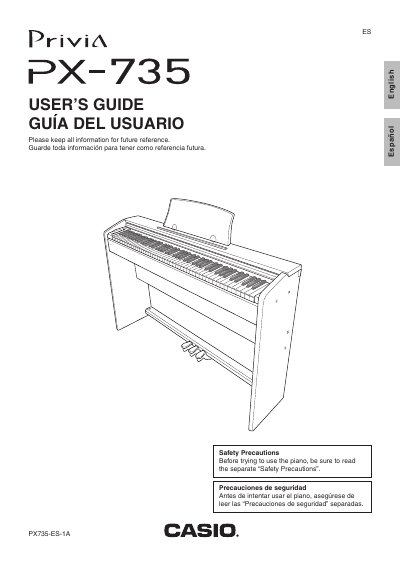 Casio PX-735 Digital Piano User's Guide