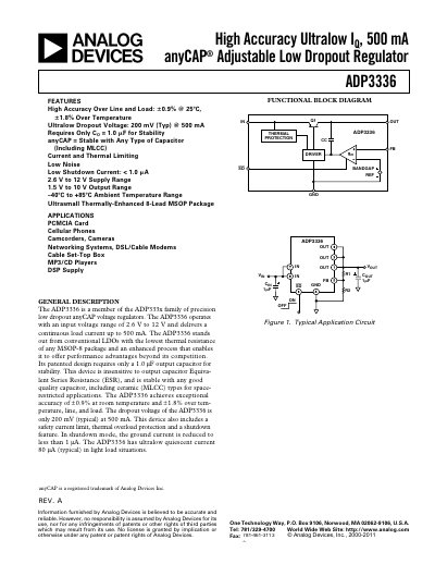 Analog Devices ADP3336 Low Dropout Regulator Handbook