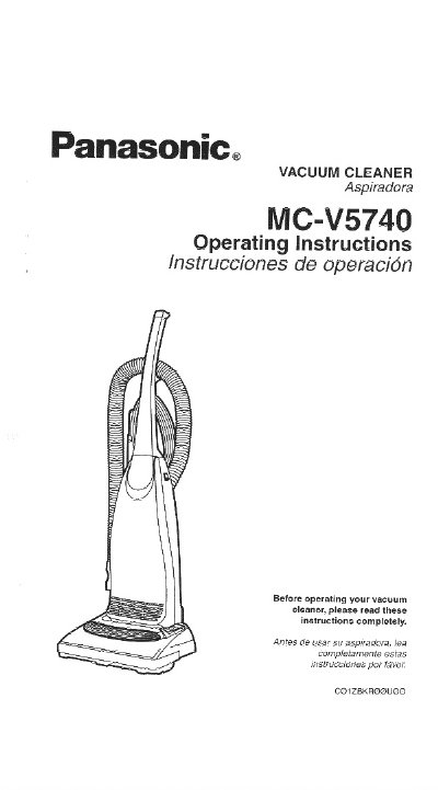 Panasonic MC-V5740 Vacuum Cleaner Operating Instructions - cover page