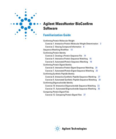 Agilent MassHunter BioConfirm Software Manual - cover page