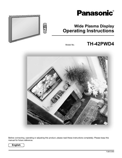 Panasonic TH-42PWD4 Plasma Display Operating Instructions - cover page