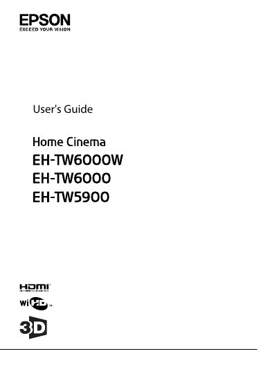 Epson EH‑TW6000W / EH‑TW6000 / EH‑TW5900 Projector User's Guide - cover page