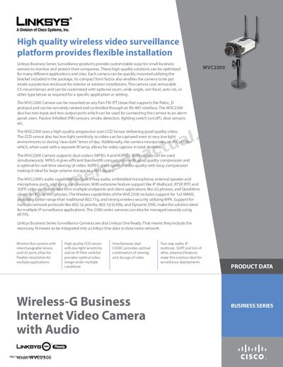 Linksys WVC2300 Wireless Business Internet Video Camera User Manual - cover page