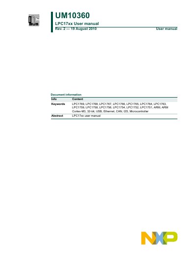 NXP UM10360 LPC17xx user manual - cover page