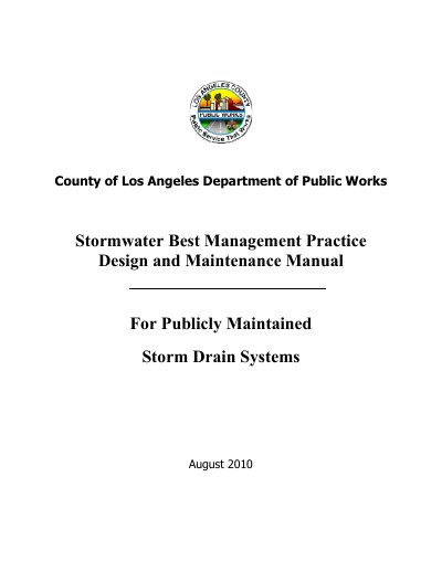 Los Angeles County Stormwater BMP Design and Maintenance Manual - cover page
