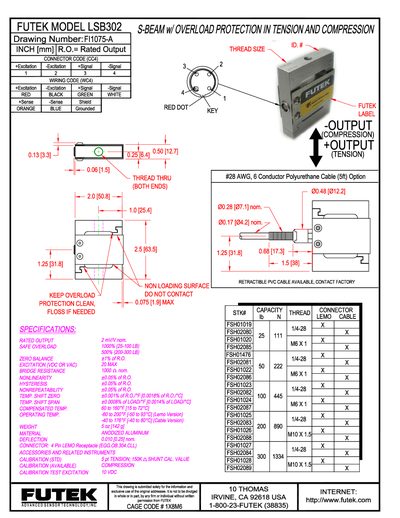 Futek LSB302 Data Sheet - cover page
