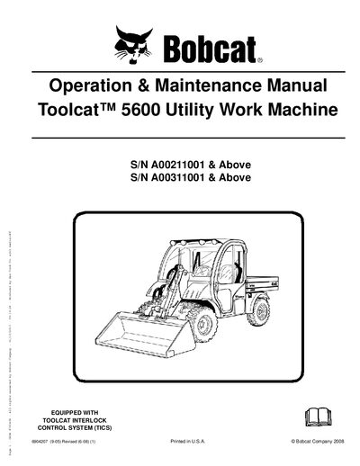 Bobcat 5600 Utility Work Machine Operation & Maintenance Manual - cover page